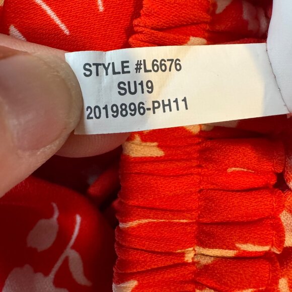 J.CREW Faux Wrap Midi Skirt Womens Red Floral Pull On Elastic Waist Size S - Picture 4 of 8